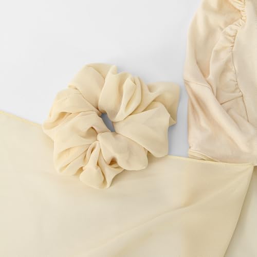 Elastic Band Muslim Headscarf, Chiffon Hijab(70-85cm), Soft Breathable Head Scarf for Daily Wear, Religious Occasions - color: Beige