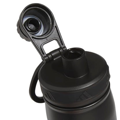adidas Stainless Steel Metal Water Bottle 20 oz (600 mL) Screw Cap - color: Black/White