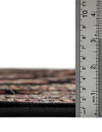 Rugs.com Bokhara Collection Rug – 6 Ft Runner Black Medium-Pile Rug Perfect for Hallways, Entryways - color: Black, size: 2' x 6' Runner