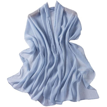 Women Hijab Chiffon Head Scarf Lightweight Shimmer Scarves Crepe Wedding Shawls and Wraps for Evening Dresses Shiny - color: Sky Blue
