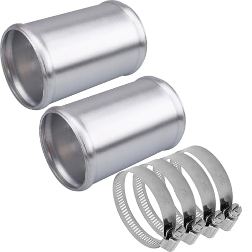 AC PERFORMANCE 2.75" (70mm) OD Aluminum Alloy Hose Joiner Silicone Pipe Connector Bead, 4" Length with 304 SS Clamps, Pack of 2 - size: 2.75" (70mm) - 2PCS