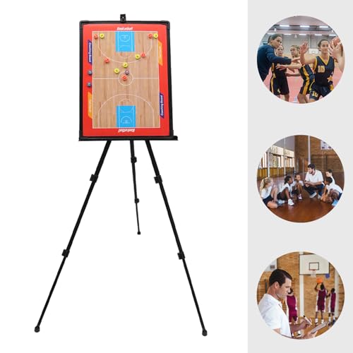 Basketball Coaching Tactical Board, Portable Magnetic Basketball Coach Blackboard with Triangle Bracket - Training Assistant Equipment Kit with Player Markers, Pen and Eraser