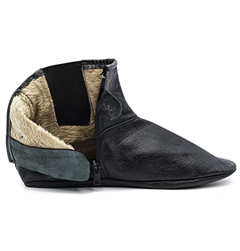 Modefa Men's Islamic Mest Sock | Soft Halal Goat Leather | Warm Lining for Winter | Muslim Khuff Kuffain | For Wudu Abdes Ablution | Zipper Stretch Comfortable Socks Slippers - size: 10