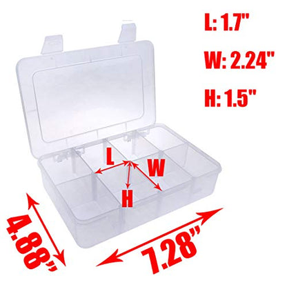 Xiaoyztan 8-Bin Clear Plastic Organizer with Adjustable Dividers 7.3x4.9in | 8-grid clear organizer with adjustable dividers for jewelry, beads, tackle, and crafts - size: 7.9x4.9x1.65 in