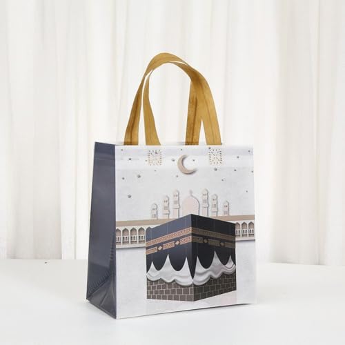 12pcs Ramadan Mubarak Reusable Gift Bags, Bags with Handles, Party Bags, Multifunctional Non-Woven Bags for Gifts Wrapping, Ramadan Party Supplies
