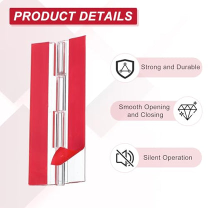 MECCANIXITY Small Acrylic Hinges Plastic Self-Adhesive Clear Hinge 100 x 42mm Continuous Piano Folding Hinges for Aquarium Lid Crafts Display Stand Pack of 2 Transparent - size: 100 x 42mm