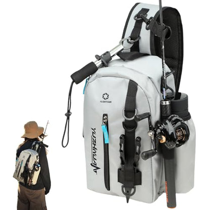 Small Fishing Bag with Rod Strap, Portable & Lightweight, Fish Small Tackle bag – Fits Tackle Boxes & Gear,Move Freely, Cast Smoothly - Fishing Gifts for Men - color: Light Gray