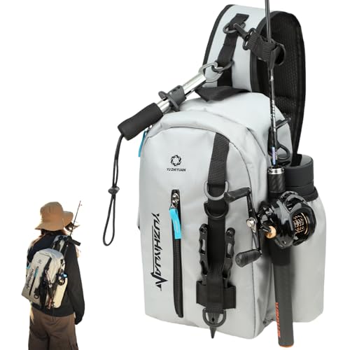 Small Fishing Bag with Rod Strap, Portable & Lightweight, Fish Small Tackle bag – Fits Tackle Boxes & Gear,Move Freely, Cast Smoothly - Fishing Gifts for Men - color: Light Gray