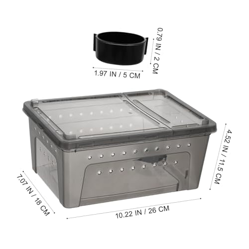 Pet Reptile Terrarium Box Feeder Professional Habitat for Turtles Geckos Lizards and Insects Plastic Breeding Container Ventilation for Easy Maintenance Black Set