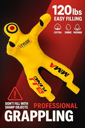 Grappling Dummy for Adults, Unfilled Wrestling Dummy, Hanging Jiu Jitsu Dummy for BJJ, MMA, Judo, Karate, Martial Arts - color: Yellow Sit, 6ft / 72 inches