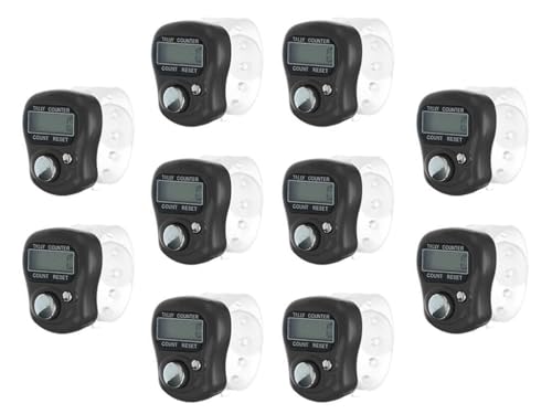 10PCS Electronic Finger Counter, Electronic Handheld Tally Counter, 5-Digit Counters Clicker, Lap Track Handheld Counter with Ring, for Golf Sports Fitness Exercise Warehouse (Black Colors)