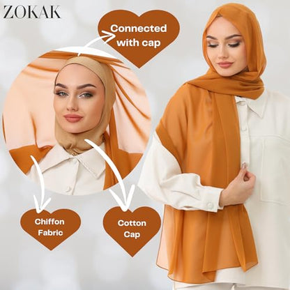 Instant Chiffon Hijab, Ready to wear hijab, modal wrap, Abaya, modern Instant Scarf, Soft breathable scarf - color: S11 Mustard