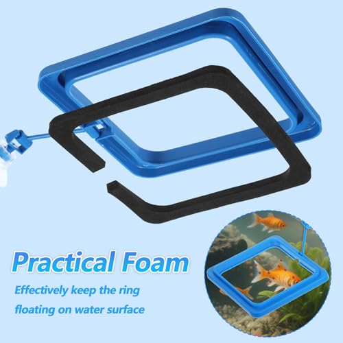 4 Pcs Fish Feeding Ring for Aquarium, Square and Round Floating Aquarium Food Feeder for Betta and Goldfish Turtle & Small Fishes, Fish Tank Accessories for Efficient Feeding Management