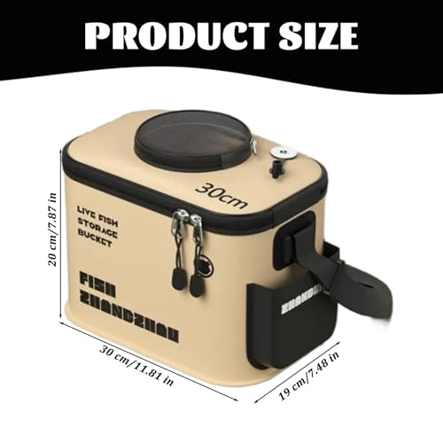 Bait Bucket, Fishing Bucket, 12L Foldable Thickened Live Bait with Aeration Hole, EVA Portable Fish Transport Container for Outdoor