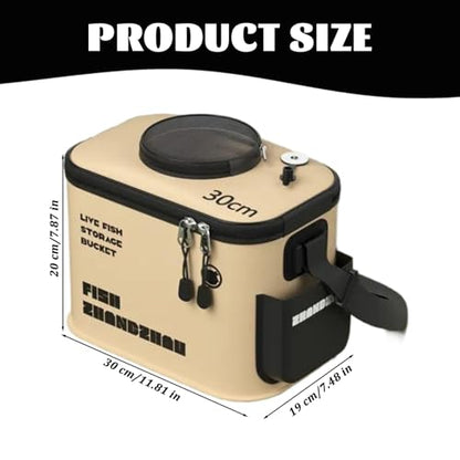 Bait Bucket, Fishing Bucket, 12L Foldable Thickened Live Bait with Aeration Hole, EVA Portable Fish Transport Container for Outdoor