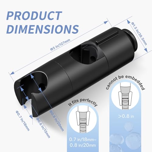 OFFO Shower Head Holder, Adjustable 0.75-1.00 in Hand Held Shower Head Holder for Slide Bar, 45 Degree Rotation Shower Sprayer Holder with Hanging Design, Matte Black - style: Matte Black with Hanging Design