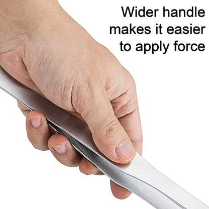 OIIKI 2PCS Stainless Steel Tongs Tweezers, 15 inch Staright Tongs Tweezer | Polished Extra-Long 15 inch Curved Aquarium Tweezer with Precision Serrated Tips for Garden, Kitchen, Indoor & Outdoor - size: 15 inch Straight & Curved (2 PCS)