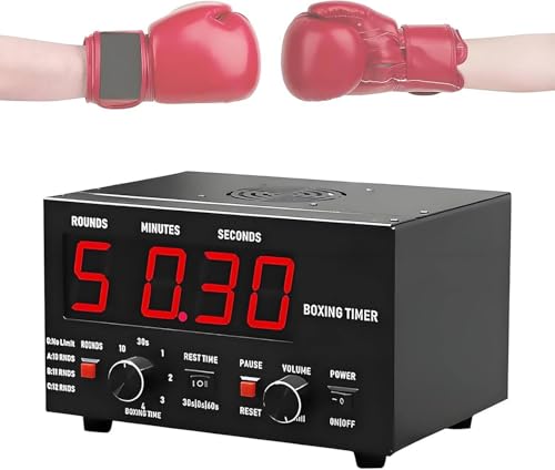 Professional Gym Interval Timer,Classic Boxing Round Timer,with Adjustable Buzzer Alarm,with LED Display,Selectable Training Time & Cycle Repetitions Red - color: Red