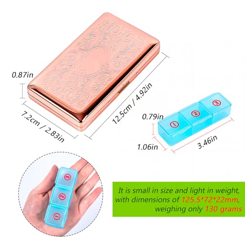 Pill Organizer with 3 Compartments 7 Day Metal Pill Box for Fish Oil/Food Supplements Travel Pill Box. (Rectangle-Pink, Large Rectangle) - color: Rectangle-pink