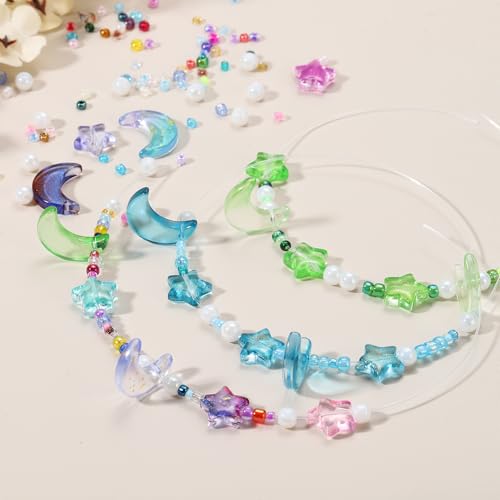 uxcell 110Pcs Star Moon Beads, Star Moon Acrylic Pearl Beads Crystal Glass Spacer Bead for DIY Making Jewelry Bracelets Craft, Blue Purple - color: Blue Purple