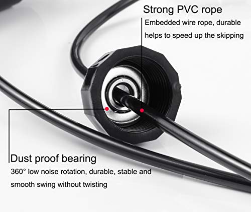 BOOMIBOO Jump Rope, Adjustable Jump Ropes,Skipping Rope Tangle-Free Rapid Speed with Ball Bearings for Women Men Kids,Exercise & Slim Body Jumprope at Home School Gym - color: Black+Green