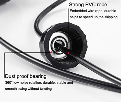 BOOMIBOO Jump Rope, Adjustable Jump Ropes,Skipping Rope Tangle-Free Rapid Speed with Ball Bearings for Women Men Kids,Exercise & Slim Body Jumprope at Home School Gym - color: Black+Red