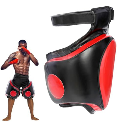 Kickboxing Thigh Pads - Muay Thai Thigh Pads High Density Foam Leg Guards with PU Leather - Adjustable Training Gear for Martial Arts Coach Trainer and Adult Sparring Body Protector