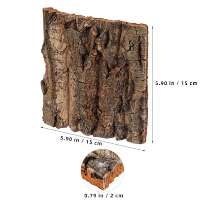 Toyvian Natural Cork Bark Terrarium Background, 4 Pack 6x6inch Reptile Enclosure Decor Panels Climbing Habitat Accent for Gecko Lizard Frog