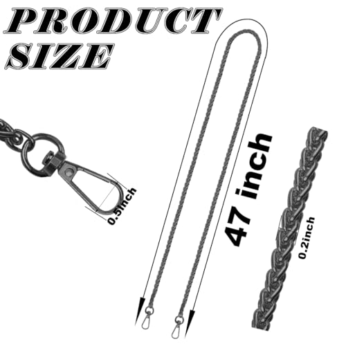 ELANE 4 PCS Purse Chain Straps,47" Purse Straps Purse Chains for Handbags Accessories for Crossbody Bags Purses - color: S-black