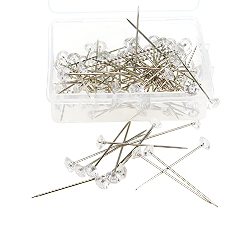 Transparent White Sewing Pins,38mm/1.5" Acrylic Diamond Head Pins - color: 6x38mm White
