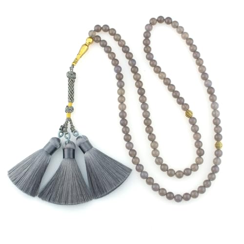 Muslims Islamic Dhikr Tasbeeh Tasbih Prayer Beads, 99 Crystal Smoky Quartz Beads with Tassel