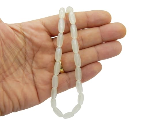 Perlin Muslim Prayer Beads 33 Bead Glow in the Dark Tasbih – Islamic Misbaha Subha Dhikr Beads with 15 x 6 mm Oval Luminous White Beads, Ottoman Style Prayer Rosary for Meditation and Worship, 38 cm