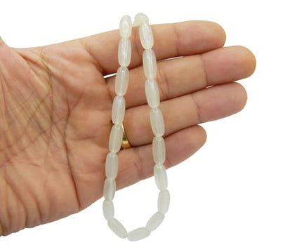 Perlin Muslim Prayer Beads 33 Bead Glow in the Dark Tasbih – Islamic Misbaha Subha Dhikr Beads with 15 x 6 mm Oval Luminous White Beads, Ottoman Style Prayer Rosary for Meditation and Worship, 38 cm