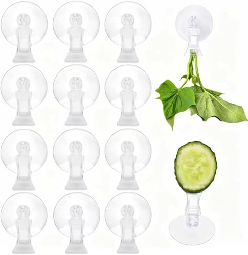 AccEncyc 12Pcs Veggie Clips Aquarium Seaweed Clips Fish Food Holder Wide Mouth Clips Plants Suction Cups Algae Clips for Freshwater and Marine Fish Tank (Plastic) - size: Plastic