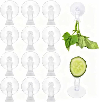 AccEncyc 12Pcs Veggie Clips Aquarium Seaweed Clips Fish Food Holder Wide Mouth Clips Plants Suction Cups Algae Clips for Freshwater and Marine Fish Tank (Plastic) - size: Plastic