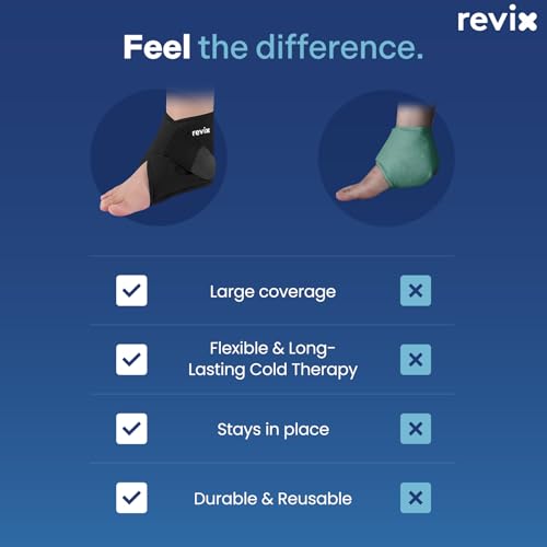 REVIX Foot Ice Pack Wrap for Plantar Fasciitis & Foot Pain Relief, Black | Ankle Ice Wrap, Adjustable One-Size Fit, Flexible Gel for Achilles Tendonitis, Sprained Ankle, Sport Recovery and Swelling - style: Black-1 Pack