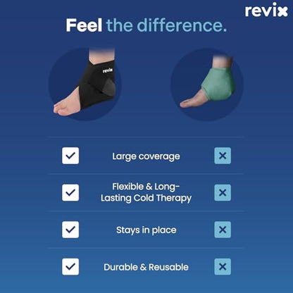 REVIX Foot Ice Pack Wrap for Plantar Fasciitis & Foot Pain Relief, Black | Ankle Ice Wrap, Adjustable One-Size Fit, Flexible Gel for Achilles Tendonitis, Sprained Ankle, Sport Recovery and Swelling - style: Black-1 Pack