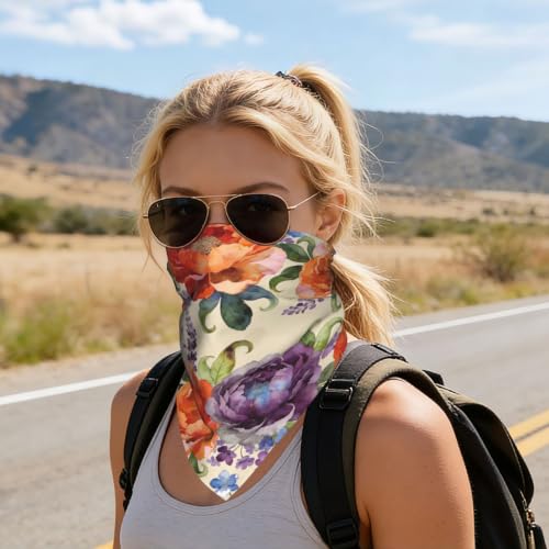Satin Square Scarf, Printed Head Neck Scarf, Multi‑Purpose Bandana - color: Peony