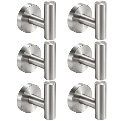 Nolimas Bathroom Towel Hooks SUS 304 Stainless Steel Coat Hook Round Clothes Towel Coat Robe Hook Cabinet Closet Door Sponges Holder for Bath Kitchen Garage Hotel,Wall Mounted, Brushed Nickel,6Pack - color: 6pcs Brushed Nickel