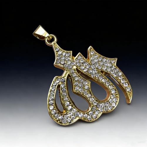 Muslim Allah Crystal Car Rearview Mirror Hanging Ornament Islamic Arabic Script Metal Charm for Auto Interior Decor