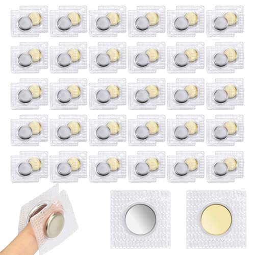 Piopiocoing 64 Pcs 1.18 Inch Hidden Magnetic Snaps，32 Pairs PVC Hidden Sew Invisible Magnetic Snap Clothing Clasp DIY Craft Sewing Tools Fastener Snaps Buttons for Purses