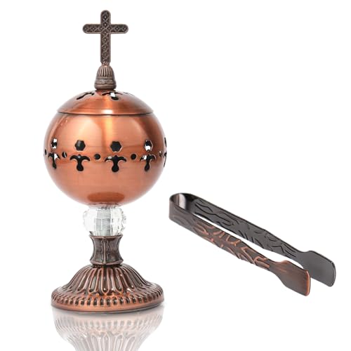 Traditional Incense Burner – Copper Charcoal Censer with Clip – Aromatherapy Resin Holder for Church, Meditation, Yoga, and Home - color: Copper