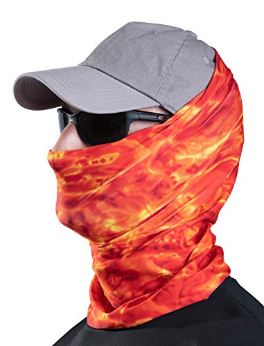 Aqua Design Fishing Hunting Masks Neck Gaiter: Men and Youth UPF 50+ Sun Mask Protection: Camo Face Cover Balaclava Bandana - color: Liquid Lava, size: X-Small