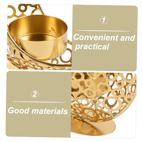 PRETYZOOM Moon Shape Candle Holder Iron Desktop Decor for Home Weddings Parties Middle Eastern Design Versatile Tea Light Stand for Relaxation Ambiance