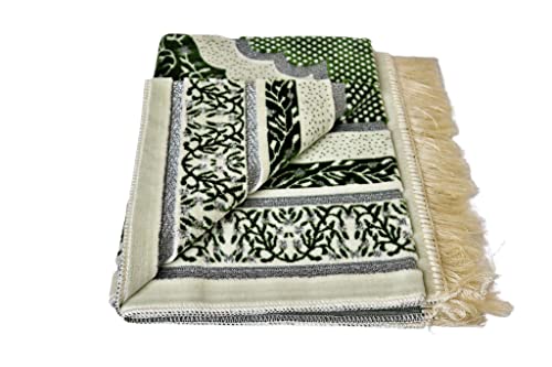 Islamic Prayer Rugs, Muslim, Prayer Rugs for Women, Men and Kids, Hajj Prayer Rugs, Best Ramadan Gifts, Mosque, Soft Prayer Rugs, Premium Quality, Made in Turkey, Turkzar - color: Dark Green