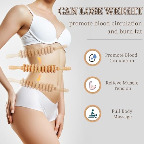 Liitrton 다리용 나무 마사지 롤러, 곡선형 마사지 롤러 스틱 | 부드러운 바디 롤러, 유발점 완화, 통증 근육 회복을 위한 목재 테라피 마사지 도구 - color: 곡선형 11륜