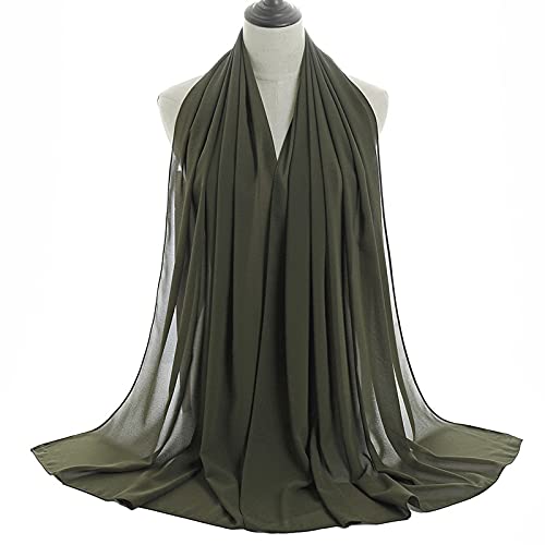 YOUR SMILE for Women Lightweight Breathable Solid Color Soft Chiffon Long Fashion Scarves Sun-proof Shawls Wrap - color: Olive Green
