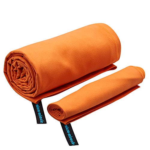 XL 여행용 타월 - 2in1 대형 빠른 건조 엑스트라 소프트 극세사, 13가지 색상, 체육관, 수영 연습, 여행, 배낭여행, 캠핑, RV, 해변, 비상 가방, 기숙사, 작은 집, 밴 또는 캠핑카용 경량 - color: 주황색.