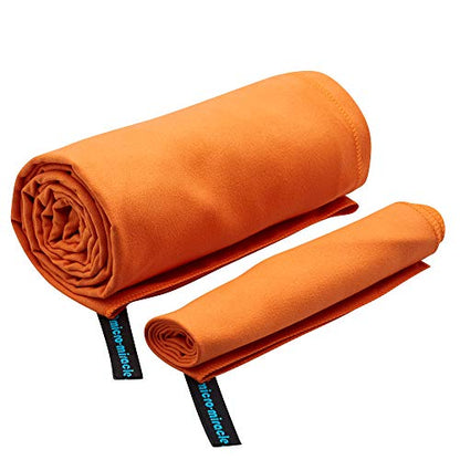 XL 여행용 타월 - 2in1 대형 빠른 건조 엑스트라 소프트 극세사, 13가지 색상, 체육관, 수영 연습, 여행, 배낭여행, 캠핑, RV, 해변, 비상 가방, 기숙사, 작은 집, 밴 또는 캠핑카용 경량 - color: 주황색.