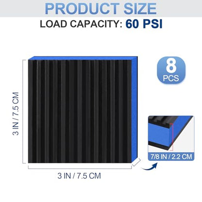 ToLanbbt 8 Pack Anti Vibration Pads for Washing Machine 3"x3", 7/8"T EVA Mechanical Damping Vibrating Sound Isolation Pad Rubber Isolator Mat for Compressor, Air Conditioner, Washer, Dryer, Treadmill - size: 3'' X 3'' X 7/8"